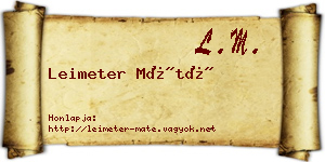 Leimeter Máté névjegykártya